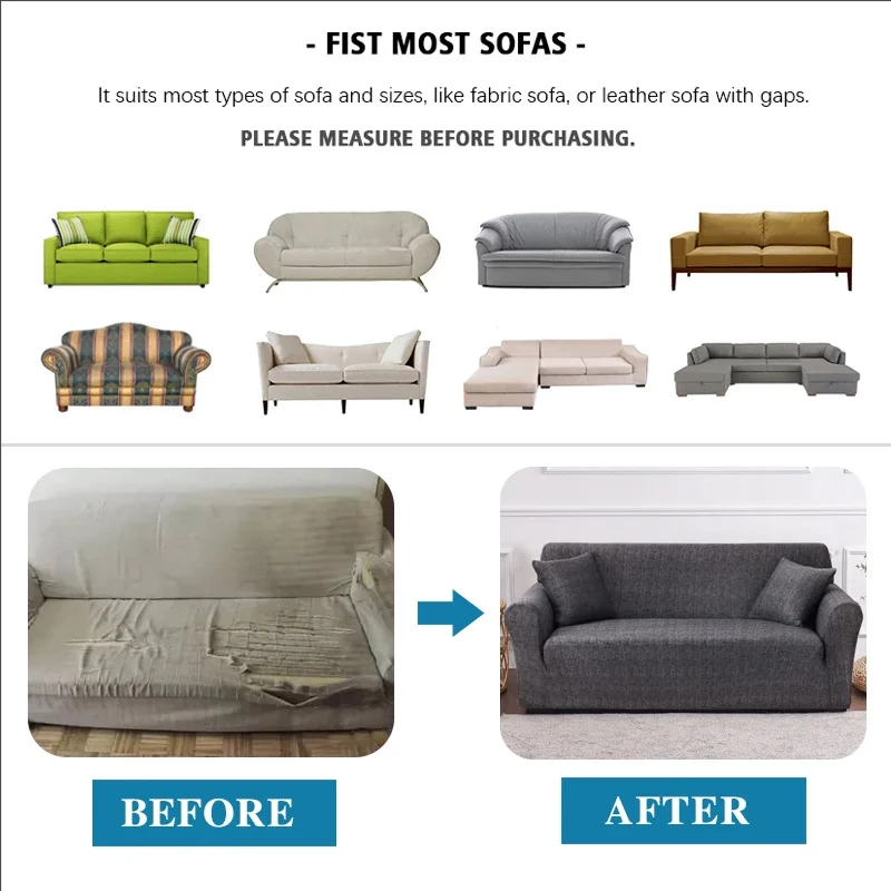 Living Room Sofa Cover Elastic Corner Sofa Cover Chair Cover 1/2/3/4 Seats Dustproof And Machine Washable 4