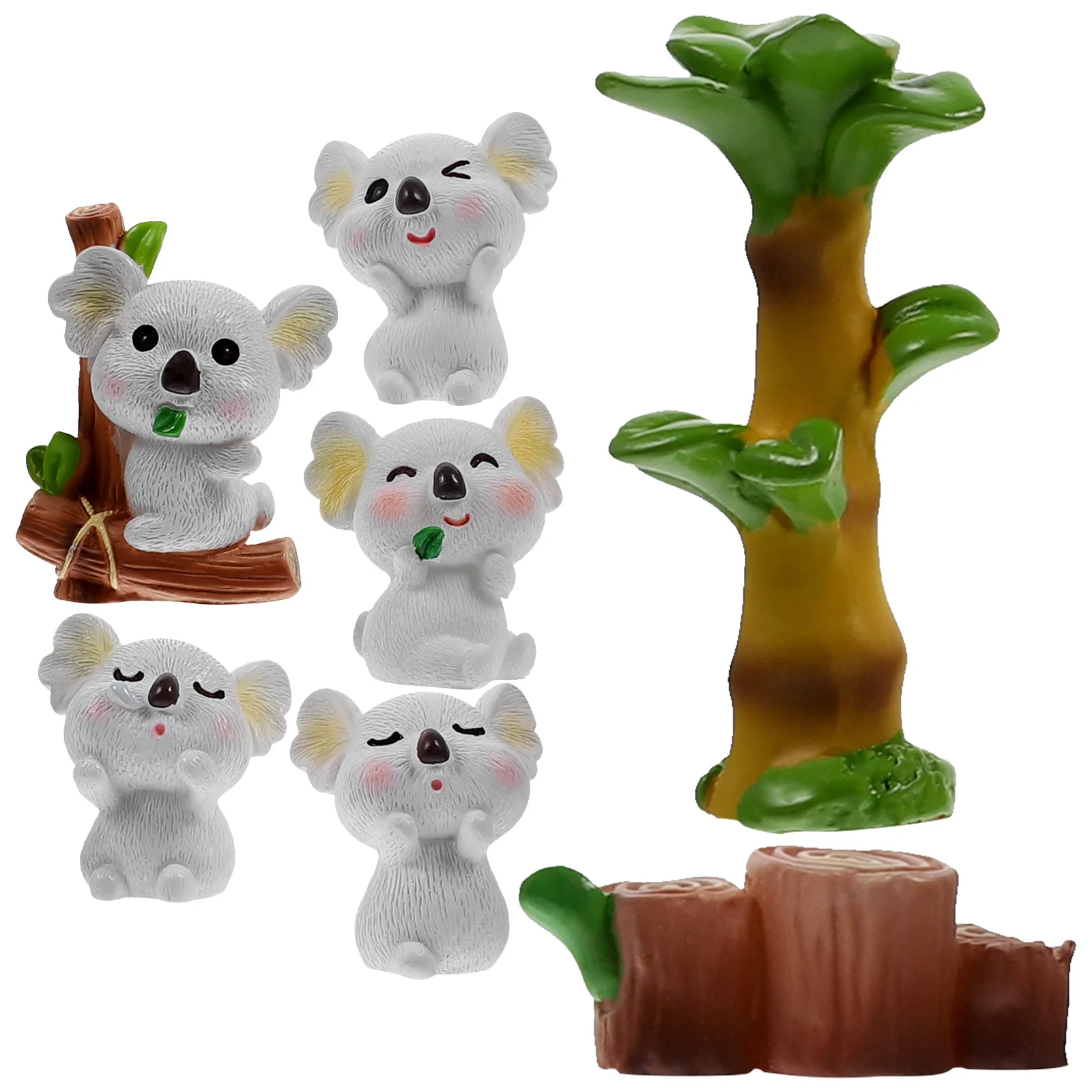 

7 Pcs Koala Ornament Miniature Figurines Animal Model Desktop Resin Sculpture Crafts Adorable Statue