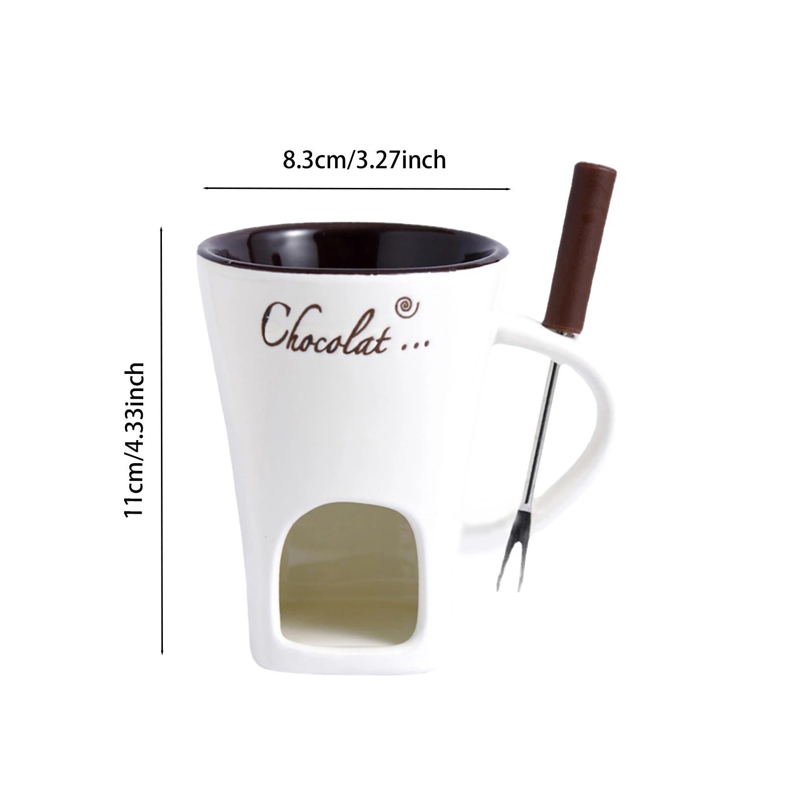 Fondue Mug Cheese Butter Melt Pot Butter Heater Coffee Cup with Fork Chocolate Melting Cup for Candy Tapas Dessert Kitchen Snack chocolate warmer fondue set