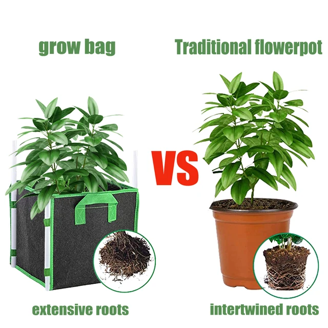 Négyzet Alakú Ültetési Táska Szett Fogantyúval, Nagy Teherbírású, Lélegző Szövet Újrafelhasználható Ültetési, Kiváló Minőségű Kockák Kertekhez - Image 4