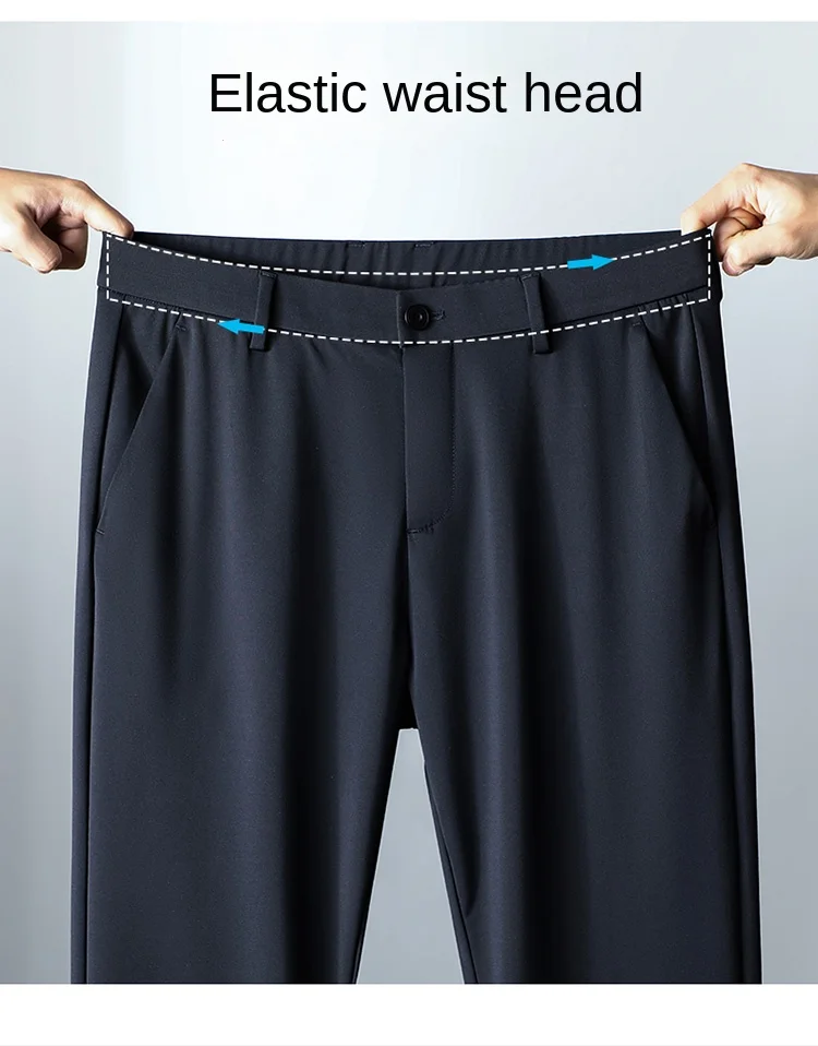 Description Picture 4 of itemIce Silk Business Casual Pants Men's Summer Thin Suit Pants Stretch Youth Daily Office Breathable Business Trousers