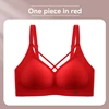 1 Set Of English Ice Silk French Minimalist Bra Set One Piece Thick Cup Girl Gathering No Steel Ring Lingerie And Underwear