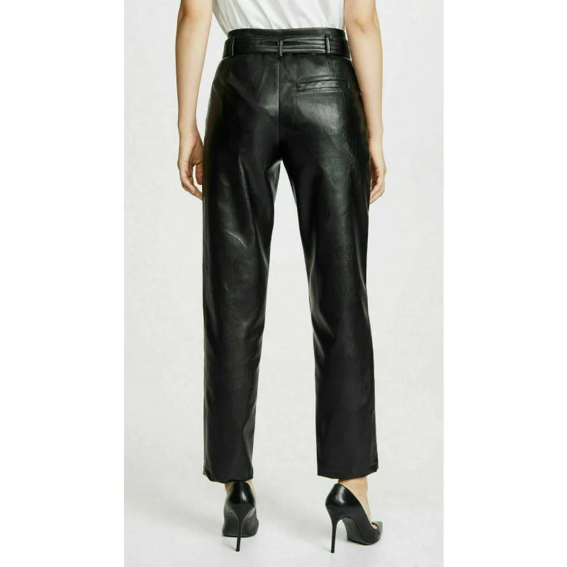 Women's Black Leather Pants Fashionable High-end Soft Sheepskin Slim Fitting Pants European and American Fashion Trends