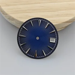 Radial Pattern 29mm Watch Dial with Single Date for Men's and Women's Watches (Silver Dark Blue)