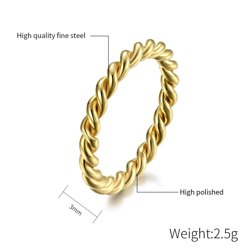 Stainless Steel Spiral Wire Rope Twist Ring Braided Jewelry Size 5 To 12 3mm silver ring wedding rings finger rings womens ring jewelry rings ring jewelry signet ring couple rings moissanite ring cubic zircon ring