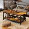 Coffee Table for Living Room, Farmhouse Living Room Tables with Slatted Sides Frame for Home Office, Apartment,Coffee Tables 5