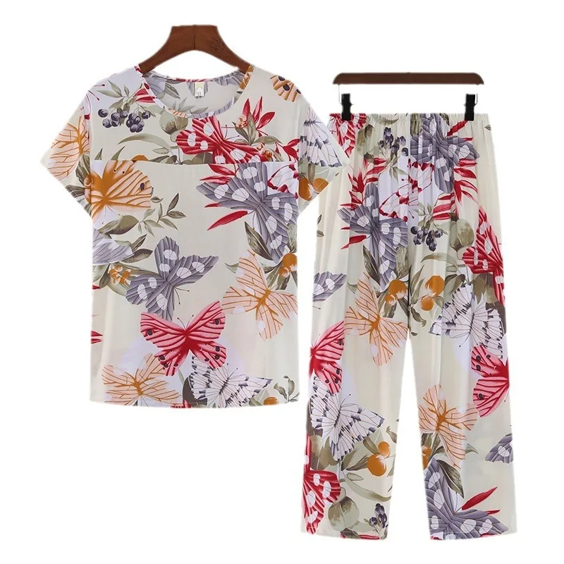 Women's Loungewear Can Be Breathable and Antibacterial Sleepwear Cotton Pajamas Women's Thin Short Sleeve Set Plus Size 1