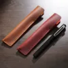 Handmade Genuine Leather Retro Cowhide Single Pencil Case Pen Holder Bag Pens Organizer Pouch Accessories for School Office 1