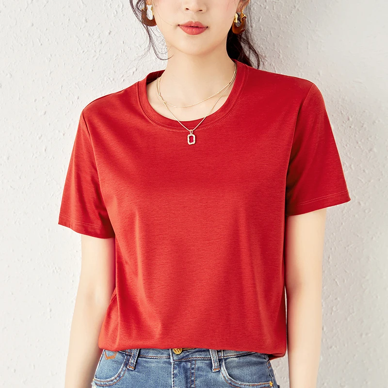 Posijego Women's Cotton Linen Tshirts Round Neck Short Sleeve Tops Loose Casual Plain Basic Tee Shirts