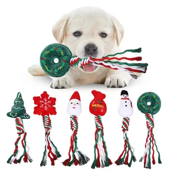 Christmas pet teething chew toys, cat and dog puppy chew training toys, cute cartoon durable toys.