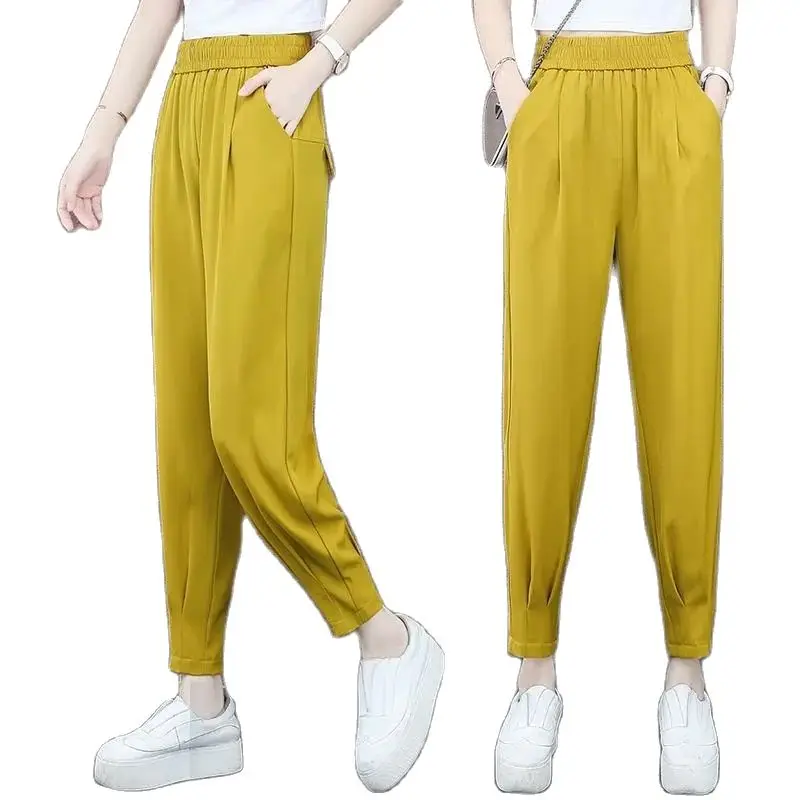 

Fashion Thin High Waist Harem Pants Women 2022 Summer New Korean Version Loose Leisure Pants Female Wild Nine Points Trousers