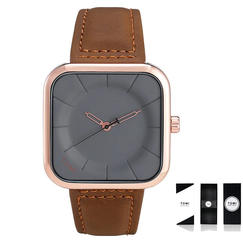 時計 TOMO TOMI Square Quartz Movement Men's Watch Business Versatile