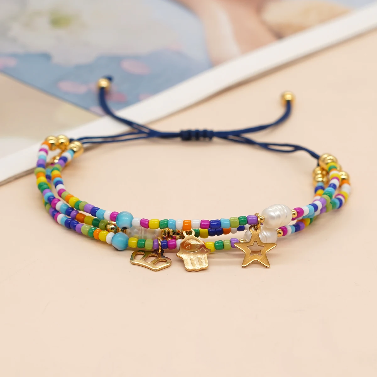PEARL CHARM MULTILAYER PEARL GOLD MIX  NECKLACE  | 40NK9458