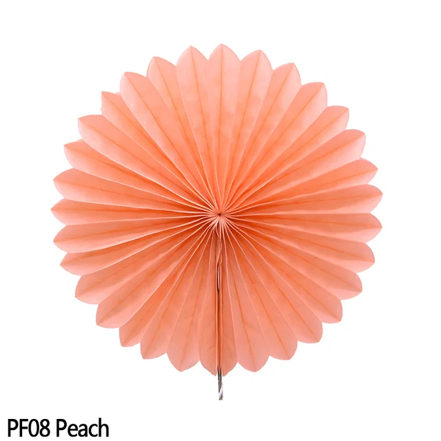 5pcs 10-30cm Color Tissue Paper Cut-Out Paper Fans Pinwheels Hanging Flower Paper Crafts for Wedding Party Birthday Decor Suppli PF08-Peach