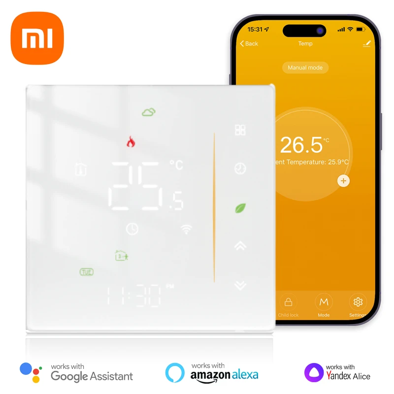 Termostato de calefaccion de suelo electrico Control de temperatura de caldera de Gas de agua WiFi aplicacion inteligente voz Alexa