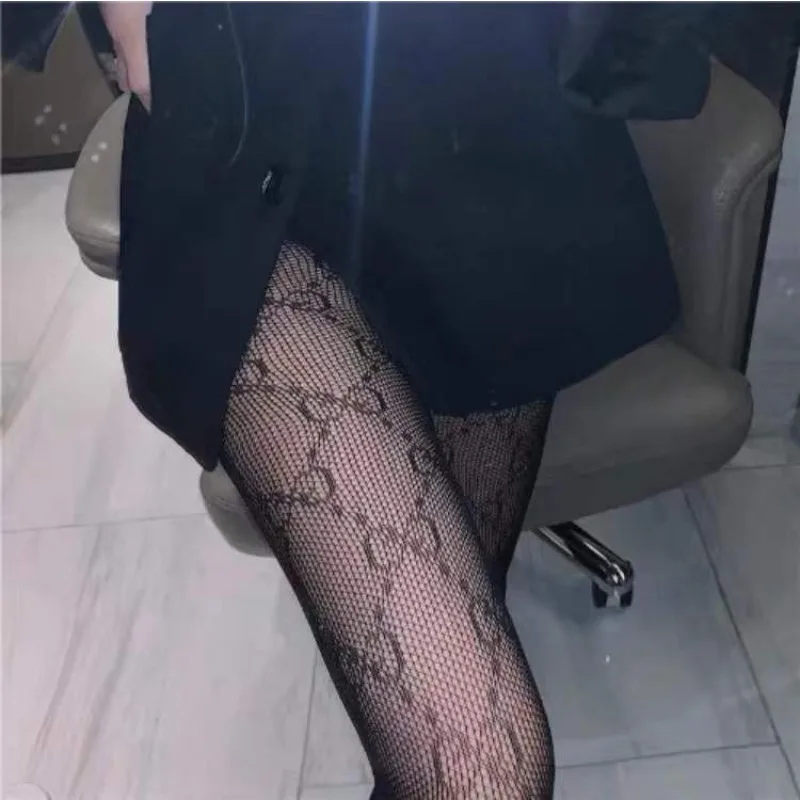 G Letter Printed Fun Stockings with Black Plastic Legs As A Base Fishnet Stockings Sexy Pantyhose Erotik Sexy