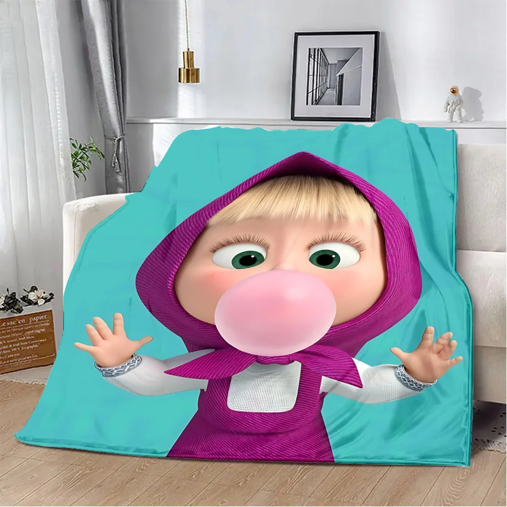 Hot Cartoon Printed Blanket Picnic Blankets Warm Blanket Soft and Comfortable Blanket Home Travel Lovely M-MashaS Bear Birthday 2