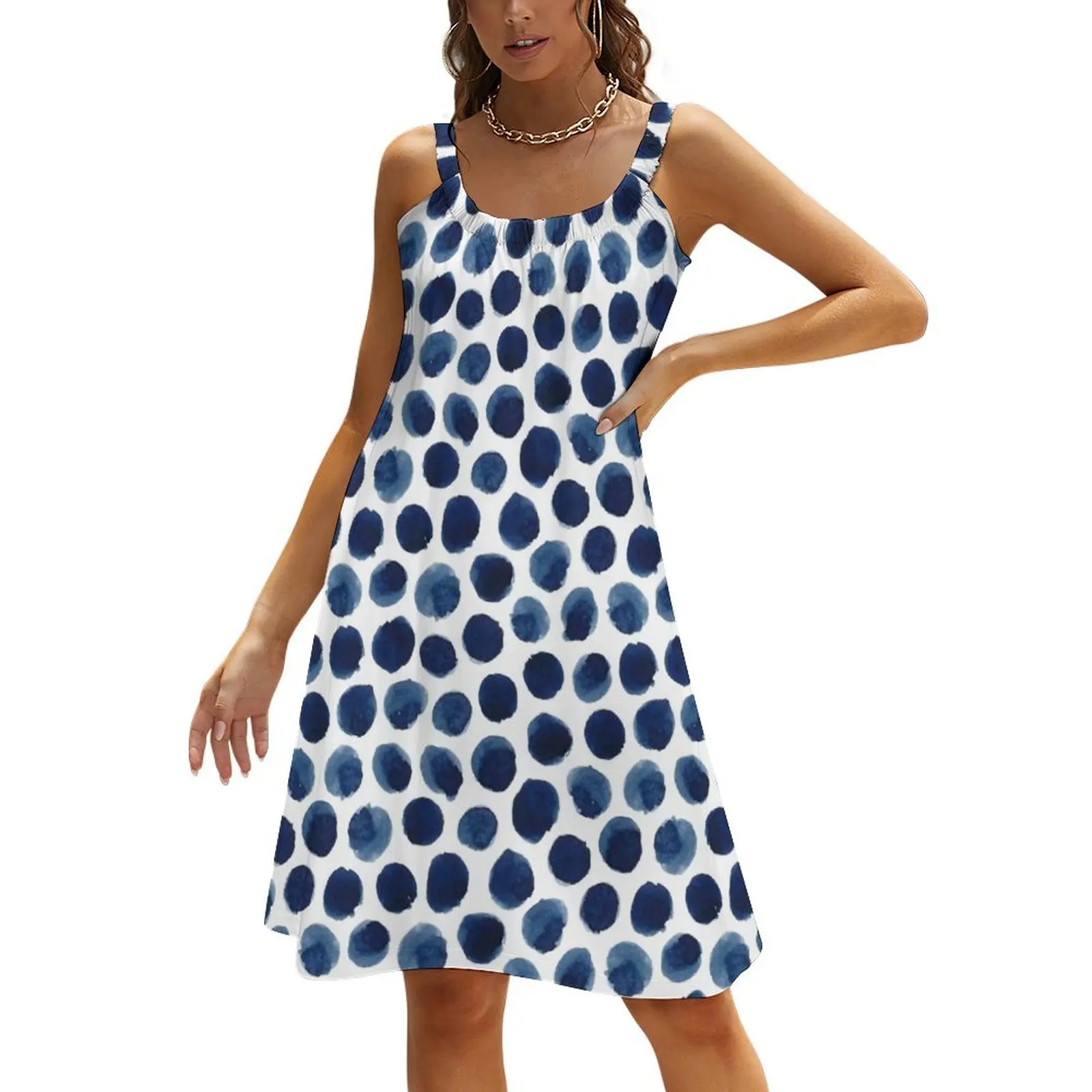 

Large Indigo/Blue Watercolor Polka Dot Pattern Beach Sling Skirt dresses for prom birthday dress summer dresses women 2024