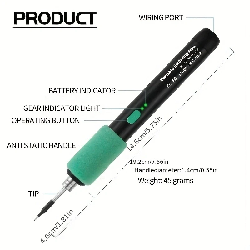 15W USB Soldering Iron Wireless Electric mini soldering iron with three-level temperature control Type C interface Solder Iron