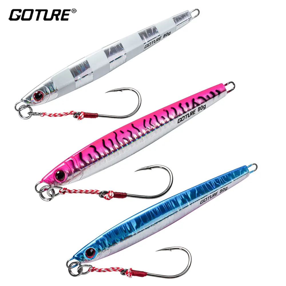Goture Angelköder Fast Jig 60g 80g 100g 150g 12/13/14/16cm Jigbait Meeresangeln Wurfjig Leuchtender Metall-Kunstköder