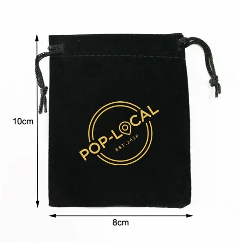 250 PCS 8x10cm Customised Logo Drawstring Pouches Black Velvet Bags Printed With Gold Color Logo customised gloden logo black white packaging paper tissue wrapping paper clothes shoes packaging wrap tissue paper