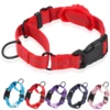 Dog Collar for Small to Large Dogs, Reflective Nylon No Pull Choke Collar with Locator Protective Cover, Metal D-Ring & No Buckl