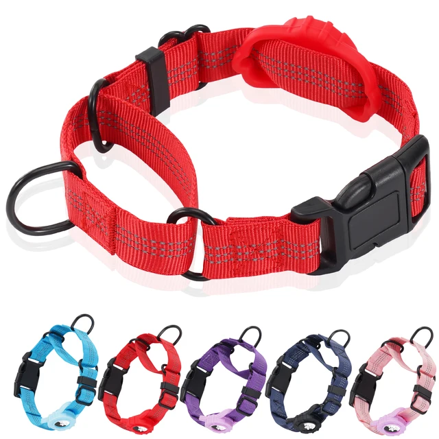 Dog Collar for Small to Large Dogs, Reflective Nylon No Pull Choke Collar with Locator Protective Cover, Metal D-Ring & No Buckl Dog Collar for Small to Large Dogs, Reflective Nylon No Pull Choke Collar with Locator Protective Cover, Metal D-Ring & No Buckl
