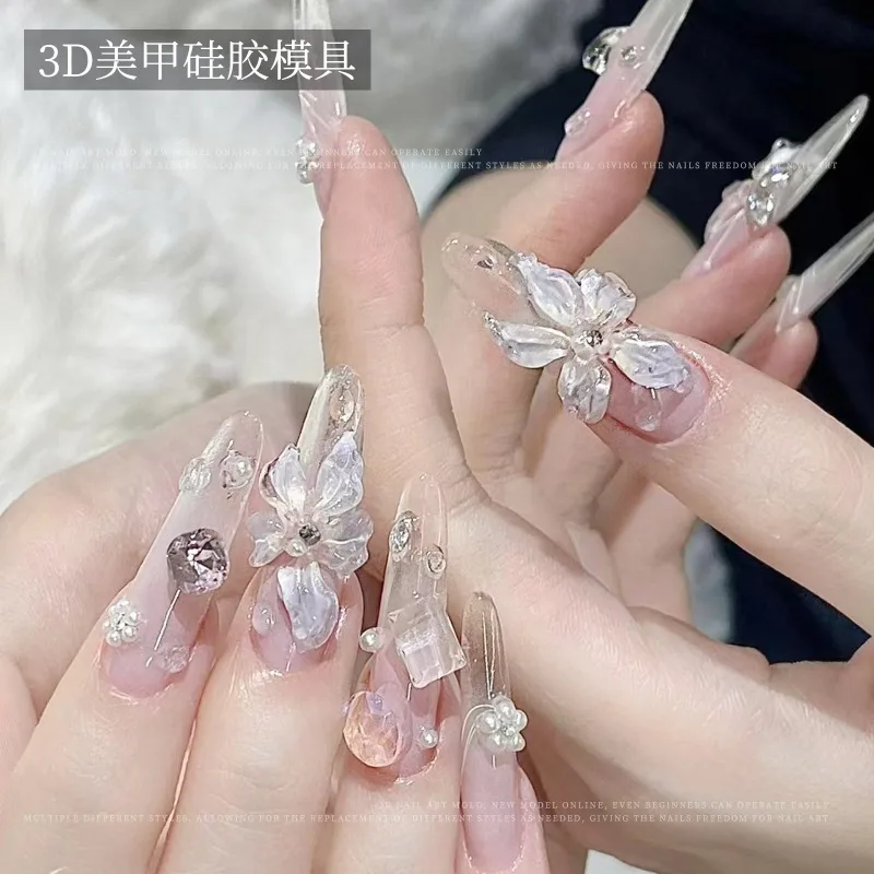 Nail Art Decorations 3D Mold Silicone DIY Design Templates Mold for Nails Jewelry Crafts
