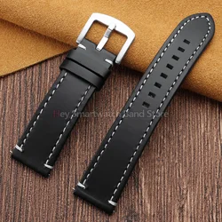 Vintage Oil - Wax Leather Quick Release Watch Strap, 20mm/22mm - 22mm (Black)