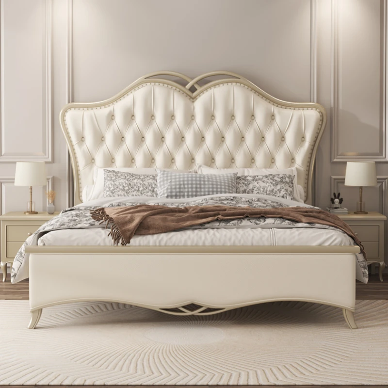 Modern Floor White Double Bed Wood High End Twin Bedroom Double Bed Kids Girl Sleeping Letti Matrimoniali Home Furniture