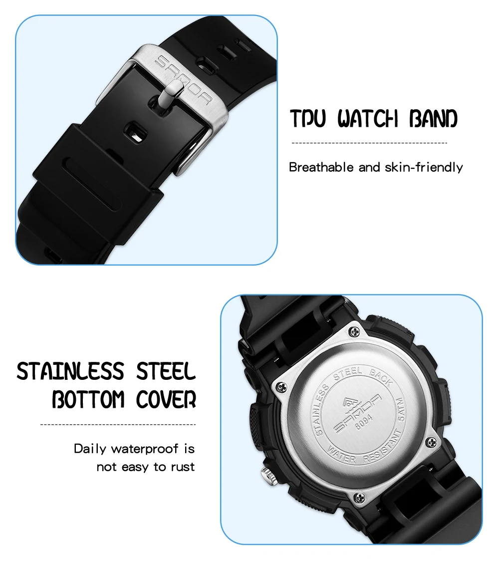 2023 New Sanda 6094 Watch Youth Student Fresh Electronic Watch Digital Fashion Versatile Waterproof Female Student Watch