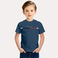 Enfants garçons vêtements Simple Paris lettre imprimer à manches courtes t-shirt enfants garçons 2 à 9 ans décontracté confortable t-shirts enfants haut 4