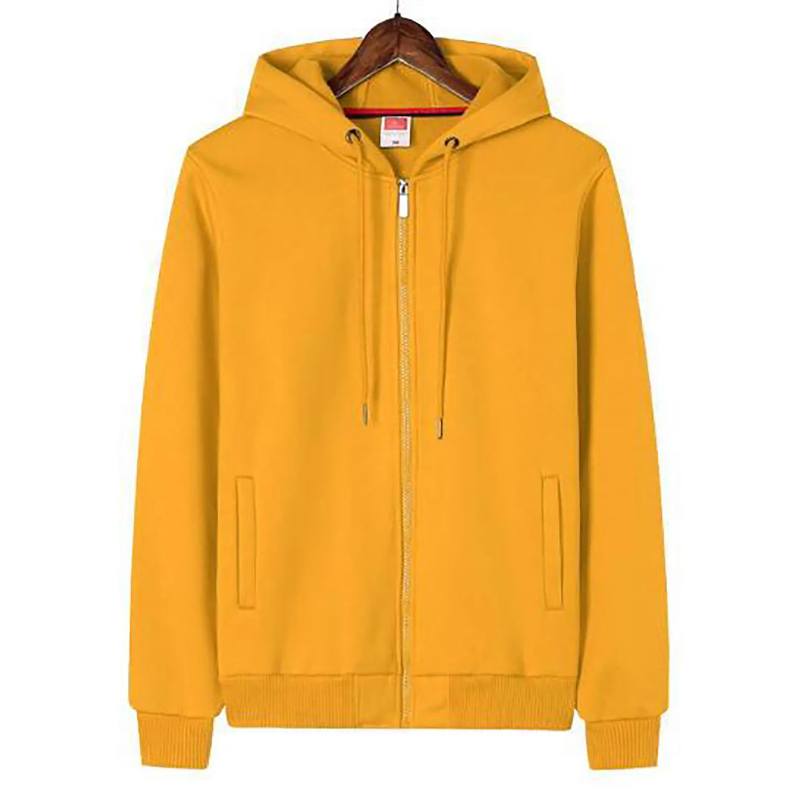 Mens Zip Up Hoodie Spring Autumn Solid Color Hooded Cardigan Sweatshirts Hip Hop Oversized Outdoor Sports Basic Tracksuits Male
