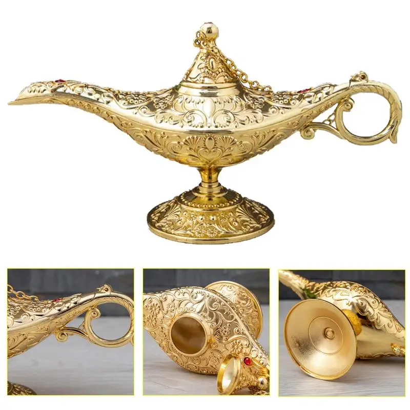 

Magic Lamp Collectable Rare Arabian Props Aladdin Pot Vintage Magical Legend Lamp For Home Wedding Table Decoration