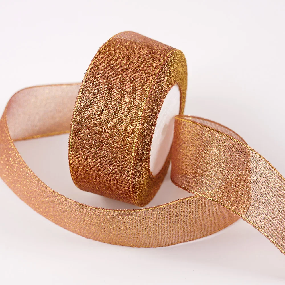 Glitter Organza Ribbon Bow for Decorations and Gift Wrapping, 40mm x 22m