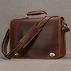 Top Grade Thick Genuine Leather Men Briefcase 15" Laptop Cow Leather Business Bag Tote Man Briefcase With Shoulder Strap 1