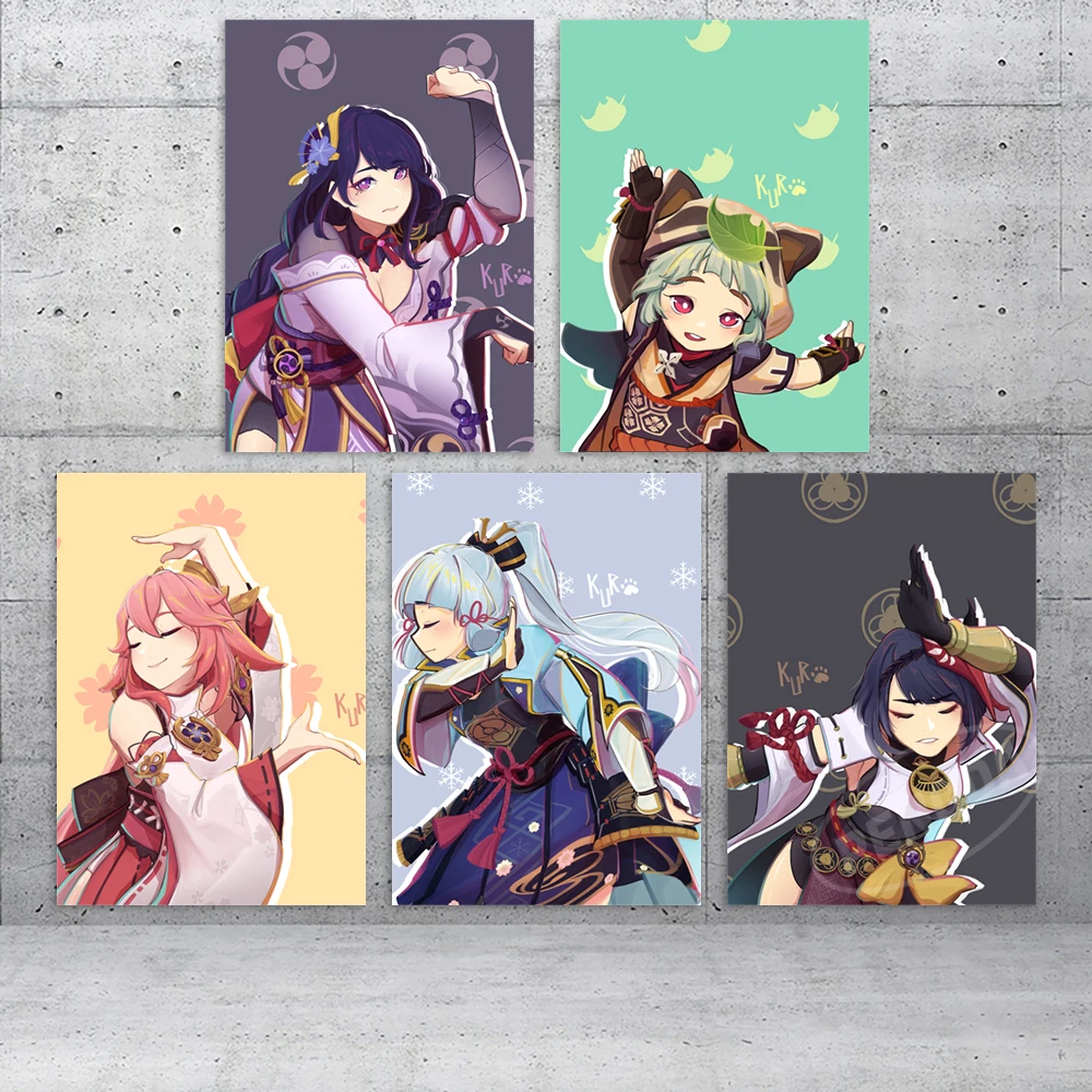 

Print Genshin Impact Modular Pictures Kujo Sara Canvas Painting Kamisato Ayaka Poster Sayu Wall Art Game Living Room Home Decor