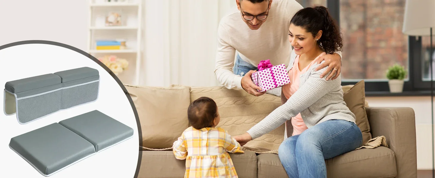 White baby bath kneeler with elbow rest pads, anti-slip mat, and storage bag.