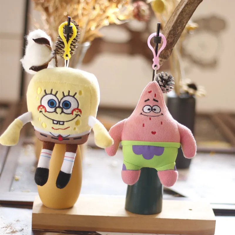 Kawaii Spongebobed Patrick Star Squidward Tentacles Krabs Boss plush Anime Keychain Bagpack Pendant  Accessories holiday gift