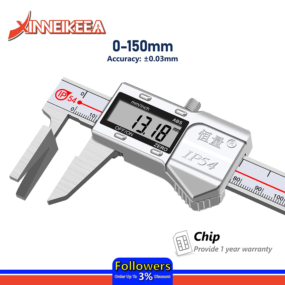 

Metric Imperial Screw Head Thickness Measurement Electronic Digital Display Caliper 0-150mm Accuracy 0.03mm Measuring Instrument