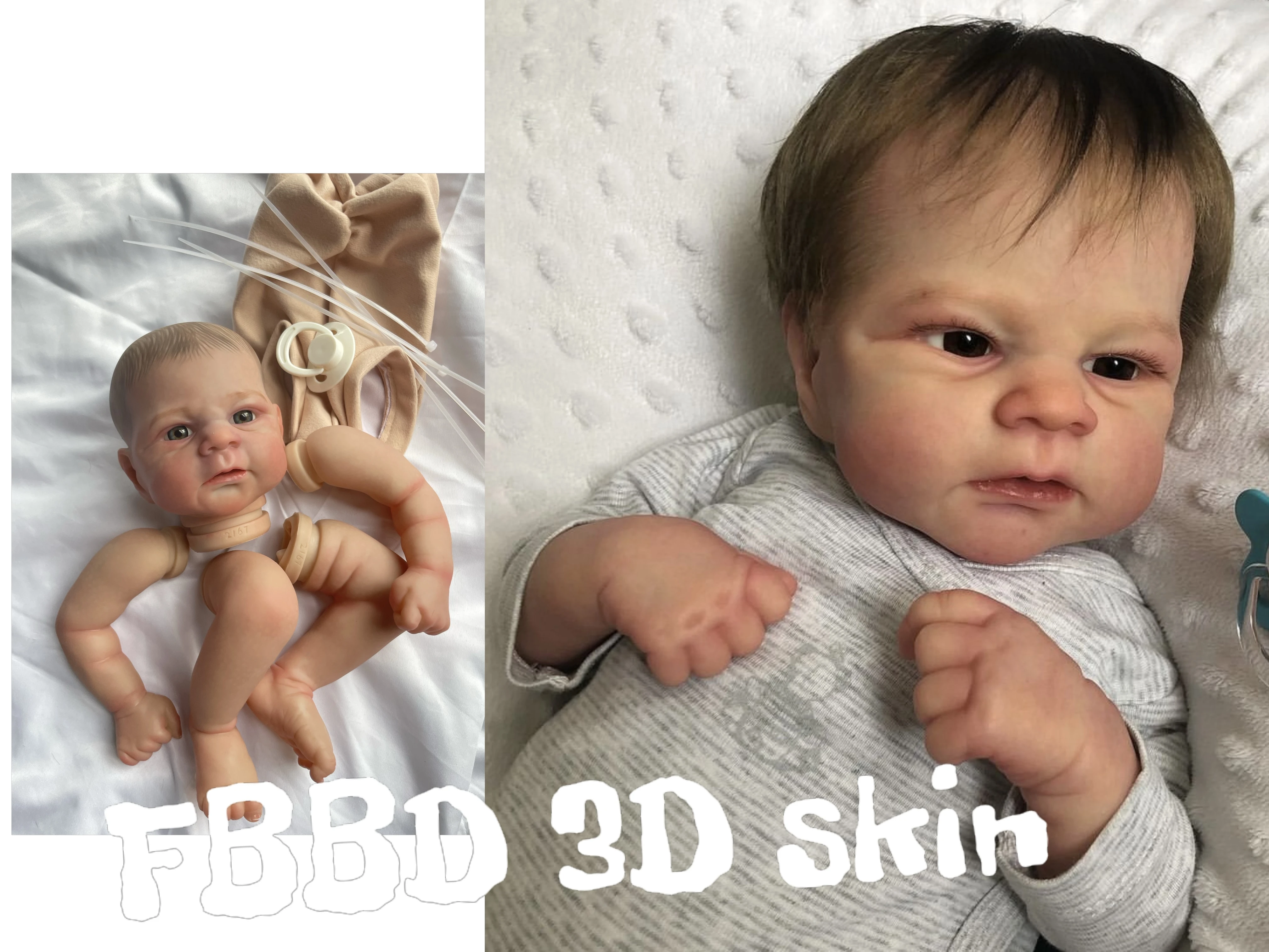 FBBD 18inch Already Painted 3D Skin Reborn Baby Doll Elijah With Painted Hair Unassembled Kit