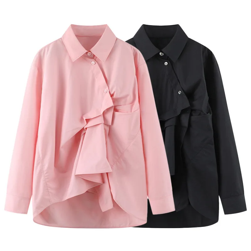 

SuperAen Spring 2024 New Women's Commuter OL Style Stylish Pleated Shirt Korean Style Shirt