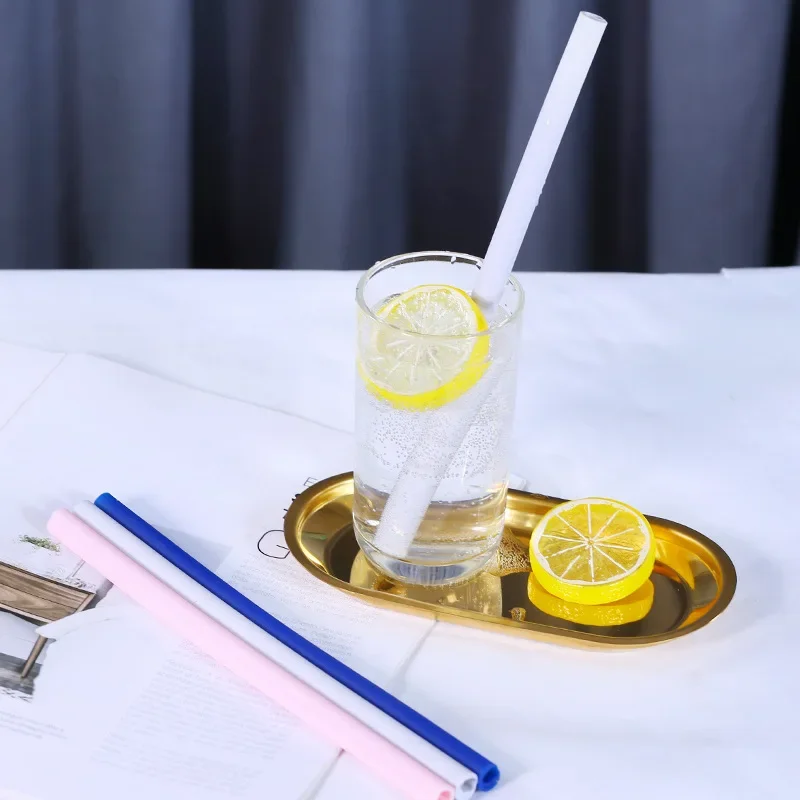 Juego De 6 Pajitas De Metal Reutilizables De Acero Inoxidable Con Cubierta De Codos Con Puntas Flexibles De Silicona Pajitas De Metal