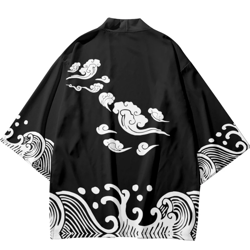 Japanese Style Traditional Print Beach Yukata Women Men Kimono Harajuku Cardigan Samurai Cosplay Haori Robe Clothing Asian