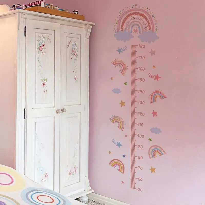 195B Child Growth Chart Wall Decal with Rainbow Designs Height Measurement Sticker