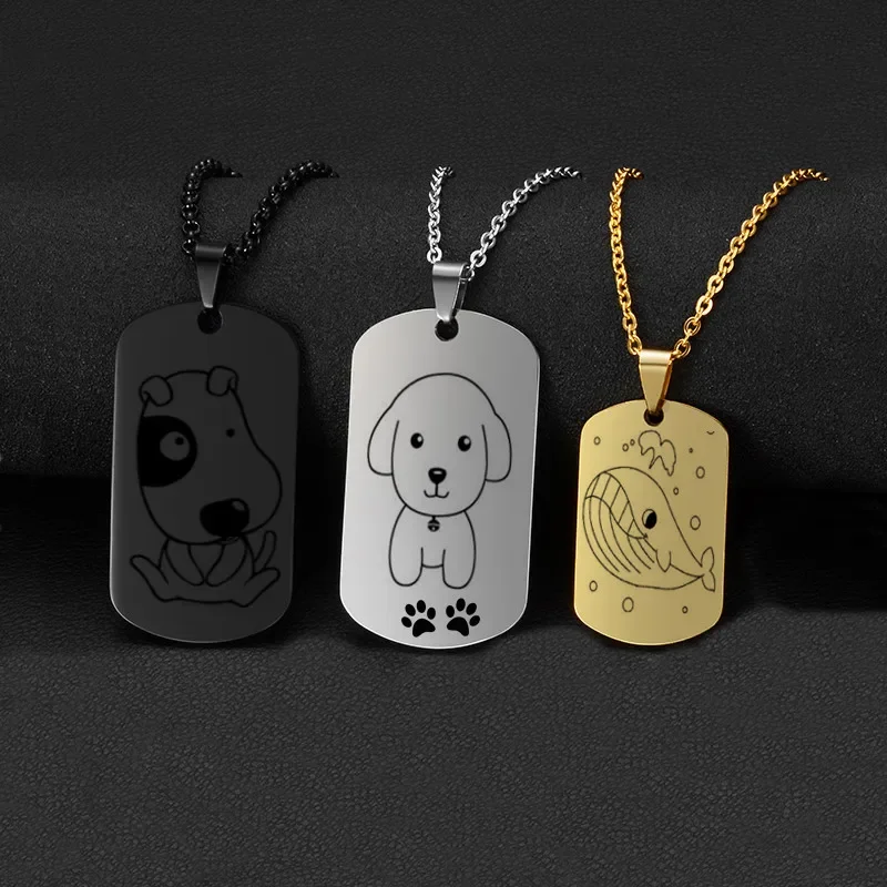 Collar de fotos personalizadas para mujer, placa de nombre de familia grabada de acero inoxidable, colgante de cuello, identificación de perro, etiqueta de nombre, regalos Punk Rock