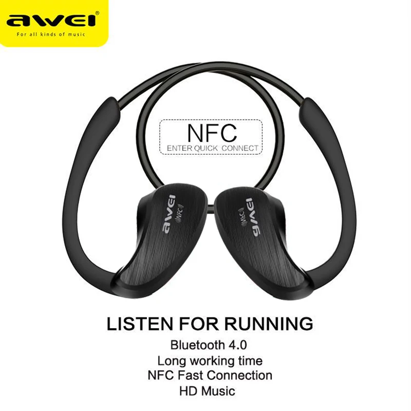 

Awei A885BL Wireless Bluetooth Headset Gaming Earphones Neckband Open Ear Sports Headphones EarHook for Cycling Running Hot