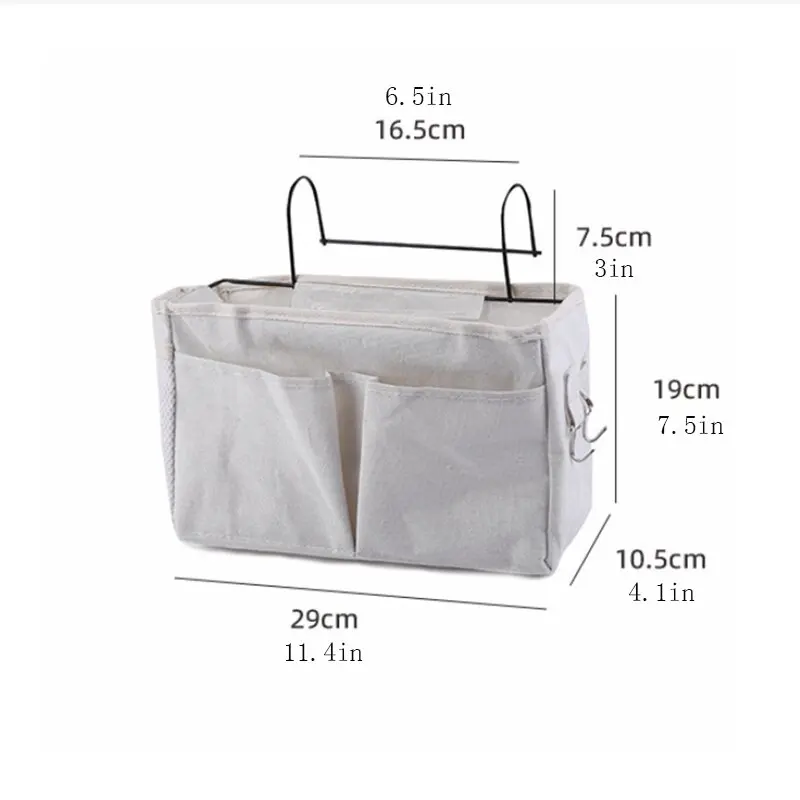 Multifunctional Bedside Sofa Hanging Storage Bag, Fabric Hanging Basket Bedside Shelves for Dormitory and Apartment Storage 6