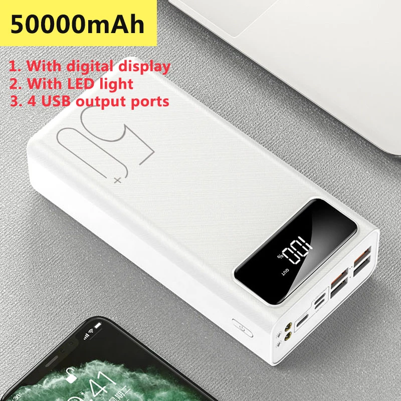 Power Bank 50000mAh Portable Charger LED Light Poverbank Powerbank