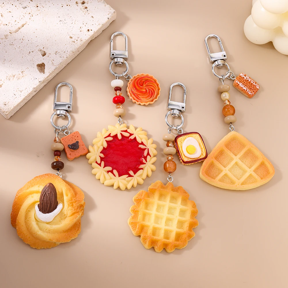 Aihua Nette Brot Keks Schlüsselbund Schöne Waffel Cookies Schlüsselanhänger Für Frauen Mädchen Simulation Lebensmittel Handtasche Anhänger Schmuck Geschenke